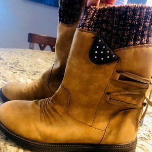 Susiecloths Patchwork String Strap Calf Boots